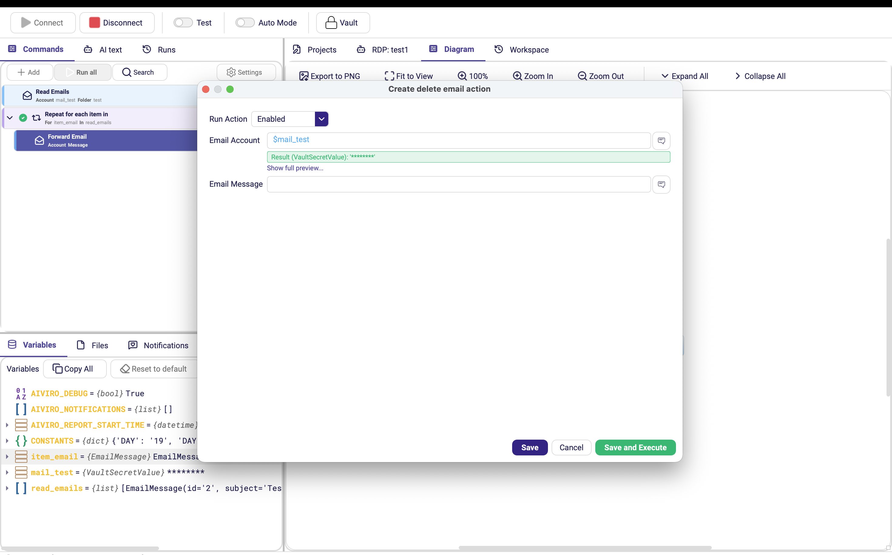 The Delete Email form