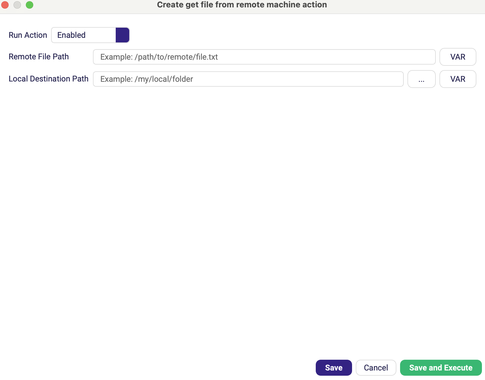 The Get File From Remote Machine form