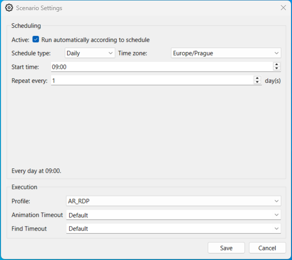 Scenario settings