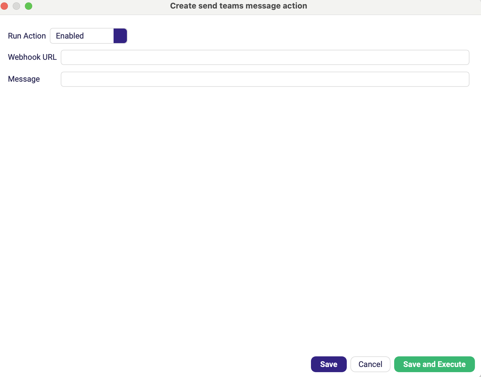 The Send Teams Message form