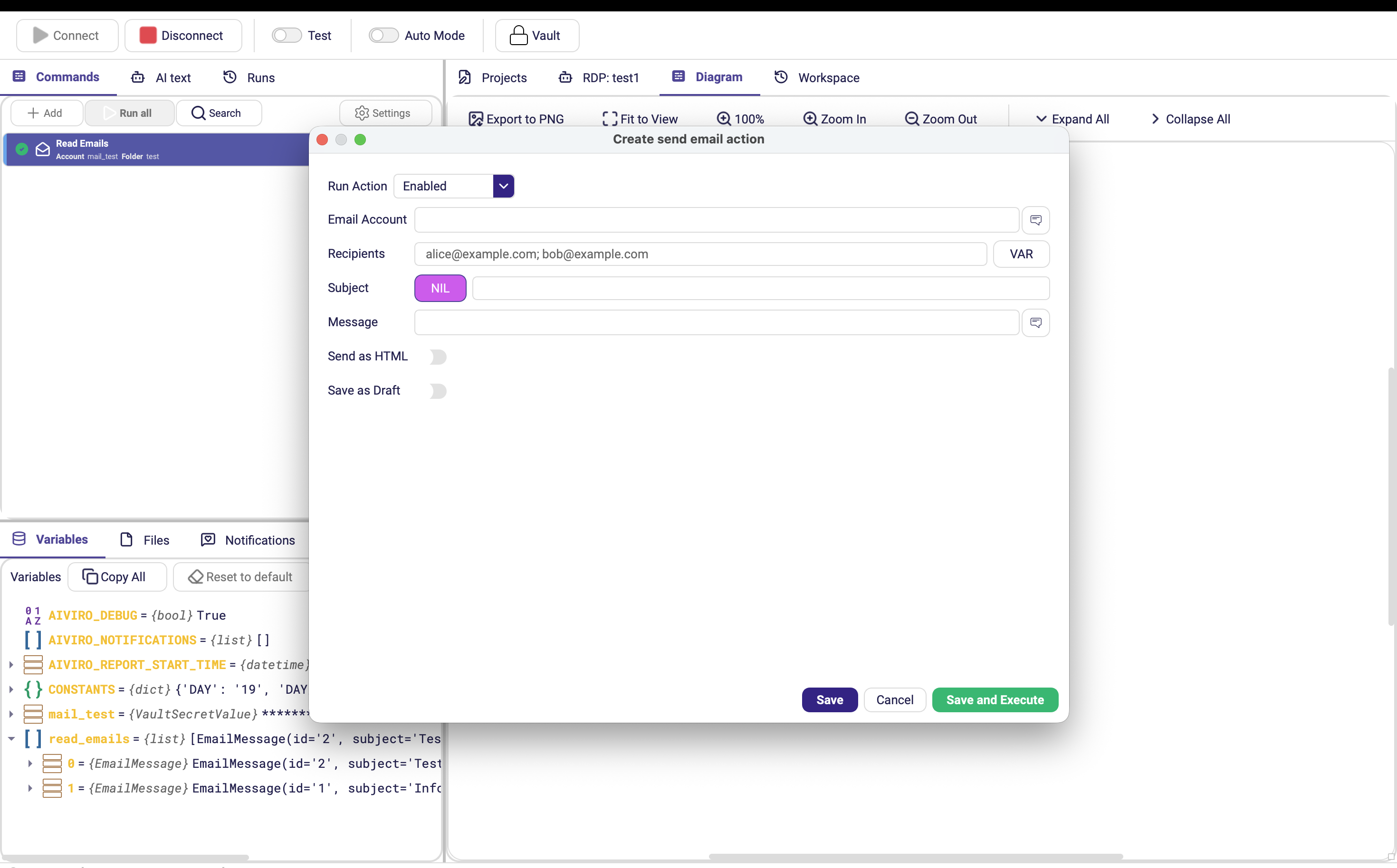 Formulář Odeslat email s viditelným Odeslat jako HTML