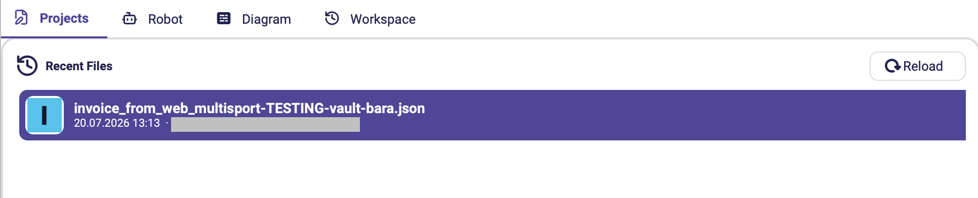 Projects tab