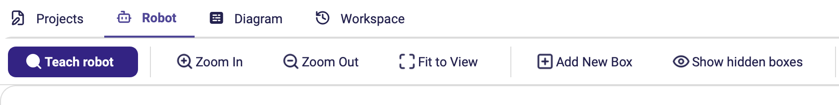 Robot‑view toolbar