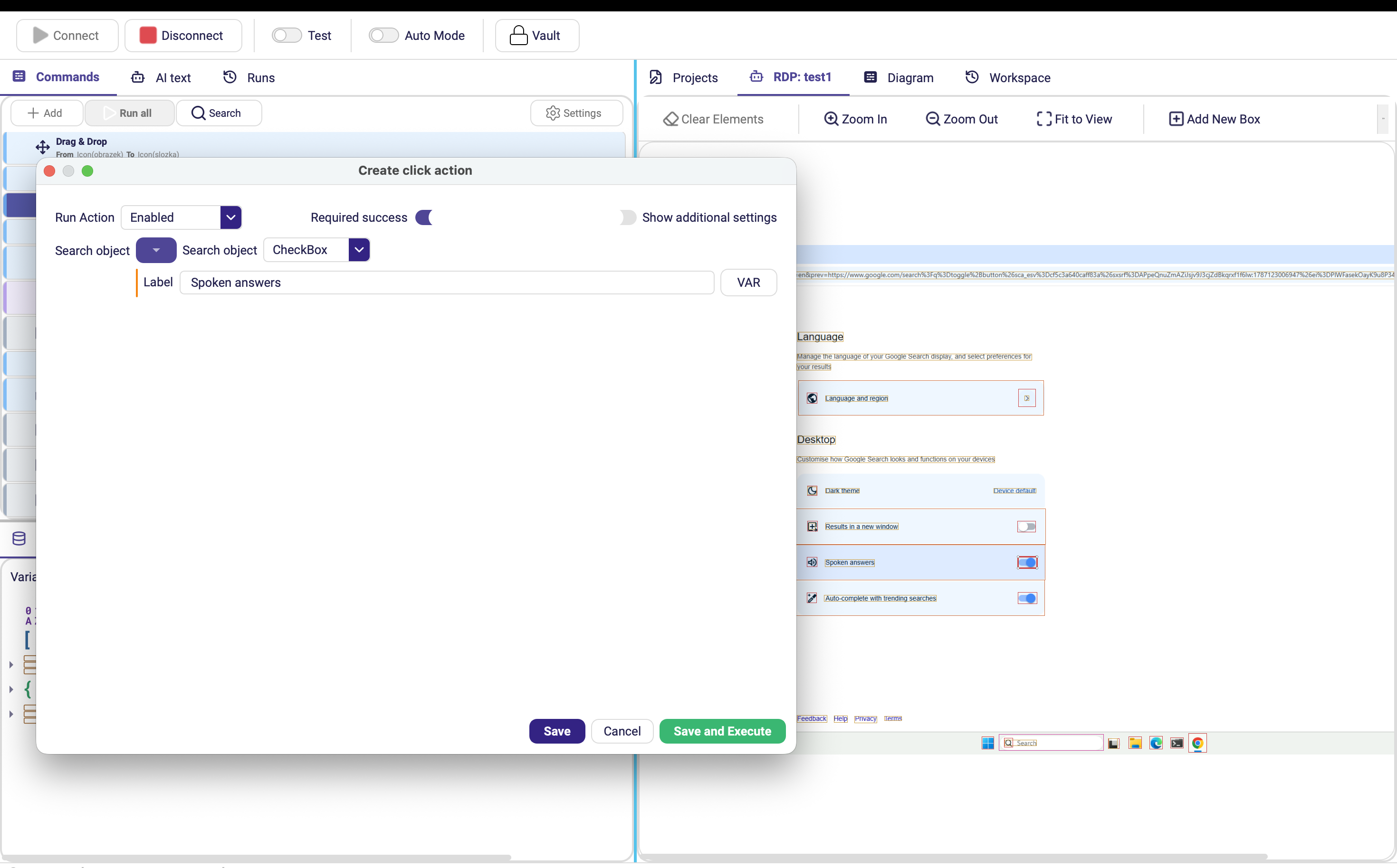 Objekt CheckBox mířící na přepínač zapnuto/vypnuto