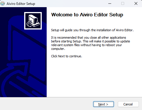 Die Willkommensseite des Installers der aktuellen Version